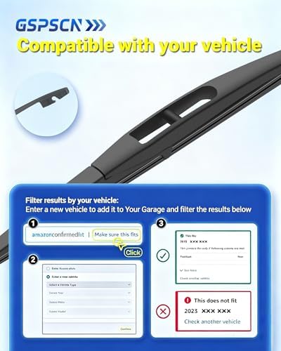GSPSCN 12 Inch Rear Wiper Blade, OEM Quiet Streak-Free Rear Window Wiper