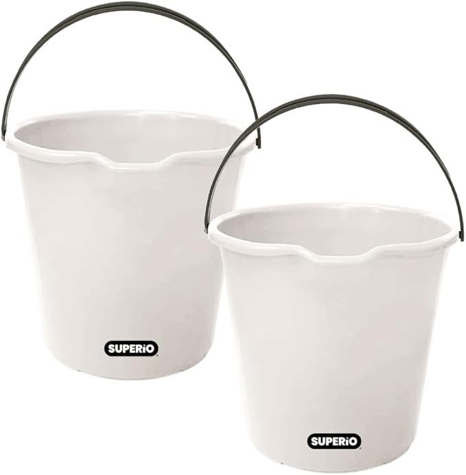 Superio 2-Pack Plastic Cleaning Bucket for Home, 2 Gallon Pail for Mopping with Large Spout - Bucket for Floor Mopping, Car Wash - Bowls for Camping, Fishing