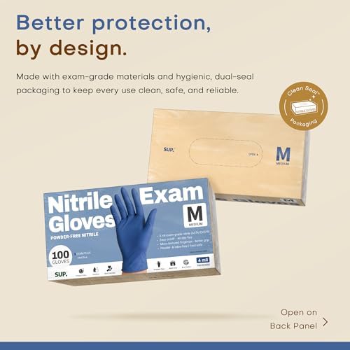 Supmedic SUP Exam Plus® Nitrile Gloves, Powder-Free Disposable Med Blue