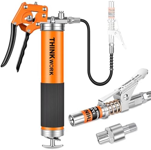 THINKWORK 8000 PSI Pistol Grip Grease Gun Kit - Adjustable Pressure
