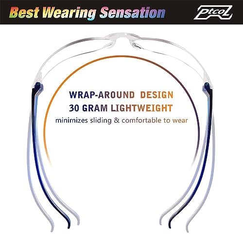 28 Pack Safety Glasses BLUE Frame (Bulk Pack of 24+4) Unisex Clear Anti-Scratch Protective Goggles Impact Resistant Lens Eyewear with ANSI Z87.1 Certified for Construction, Shooting and Laboratory