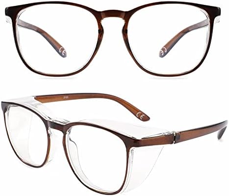 Alsenor Safety Glasses Anti Fog Goggles Protective Eyewear Blue Light Blocking Anti Dust UV Protection Glasses For Men Women (Brown)