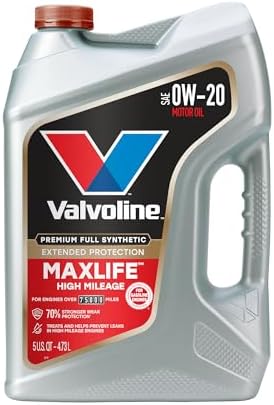 Valvoline Extended Protection High Mileage with Ultra MaxLife Technology 0W-20 Full Synthetic Motor Oil 5 QT, Case of 3