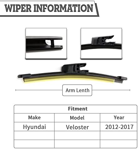 (Pack of 2) Rear Wiper Blade Set Replacement for Hyundai Veloster 2012-2017,Turbo Back Windshield Window,Rear wiper Accessories Factory OE Style 988112V000