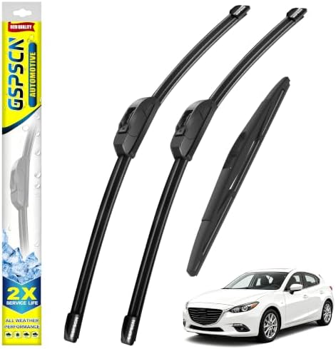 GSPSCN Windshield Wiper Blades for Mazda 3 Hatchback 2014-2018 (Pack of 3)