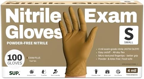 Supmedic SUP Exam Plus® Nitrile Gloves, Powder-Free Disposable, Trail Tan