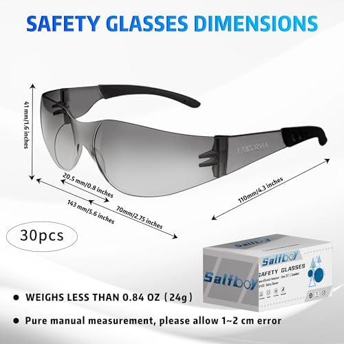 Salfboy Ansi Z87.1 Certified Safety Glasses, Bulk Protection Glasses