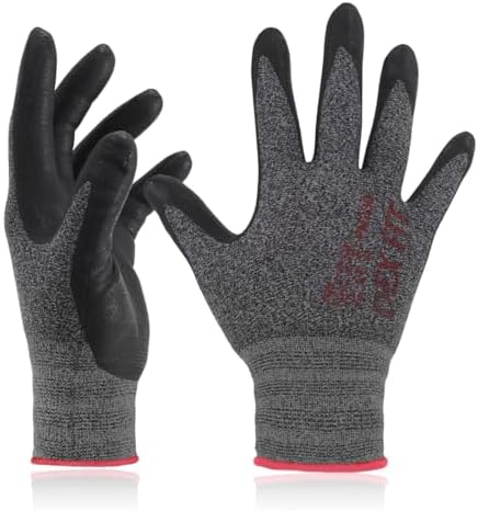 DEX FIT Nitrile Work Gloves FN330, 3D Comfort Fit, Touchscreen Grip Gloves for Warehouse, Construction, Package Handling, Delivery & General Work, Men & Women, BlackGray, XXL, 3 Pairs
