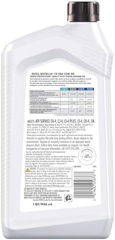 Shell Rotella T4 Triple Protection 15W-40 Diesel Engine Oil, 1 Quart (6 Pack)