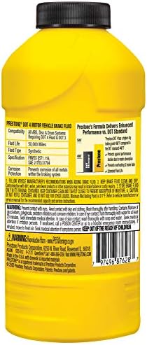 Prestone AS800Y-6PK DOT 4 Brake Fluid, Synthetic, High Grade, 50,000 Mile, 12 oz., (Pack of 6)
