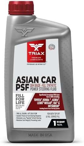 TRIAX Asian Car PSF Hydraulic & Electric Full Synthetic OEM Grade Power Steering Fluid | Compatible with Honda, Acura, Toyota, Lexus, Nissan, Infiniti, Mazda, Hyundai, Kia & More (1 Quart)