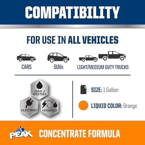 PEAK OET Extended Life Orange Concentrate Antifreeze/Coolant for North American Vehicles, 1 Gal. (Pack of 2)