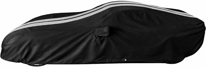 SR1 Performance USA C6 Corvette Car Cover Custom Fit Outdoor/Indoor UV Rain Protection - Ultraguard Plus 300 Denier High End for 2005-2013 C6, Z06, Grand Sport, ZR1 Corvettes (Black with Gray Stripes)