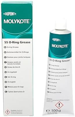Molykote 55 O-Ring Grease 100g Lubricant Sealing for Rubber O-Ring Seal Valve Metal Pneumatic System Aircraft Automotive Heat Stable Oxidation Resistant Off White General Industrial Application