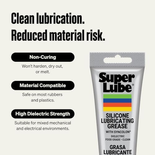 Super Lube 92003 Silicone Lubricating Grease with PTFE, 3 oz Tube, Translucent White