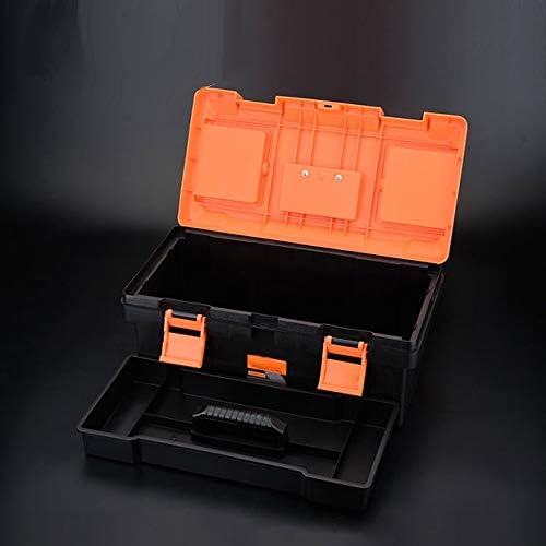 Edward Tools Heavy Duty Plastic Tool Box 14” - Small Top Accessory Boxes - Grip Handle - Removable Organizer Tools Tray - Secure Latch Locking Lid - Sturdy Frame
