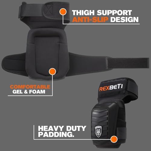 REXBETI Knee Pads for Men, Anti-slip Construction Gel Knee Pads for Work