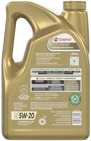 Castrol EDGE Extended Performance 5W-20 Advanced Full Syn Motor Oil 5 Qt