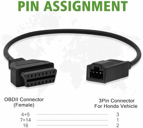 OBD1 to OBD2 Adapter for Honda 3 Pin Diagnostic Cable Adapter