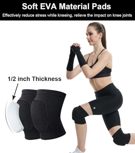 SUJAYU Knee Pads for Women Men, Dance Knee Pads Wrestling Knee Pads Basketball Knee Pads Volleyball Knee Pads for Women, Knee Protector Soft Knee Pads for Work (Blue, Large)