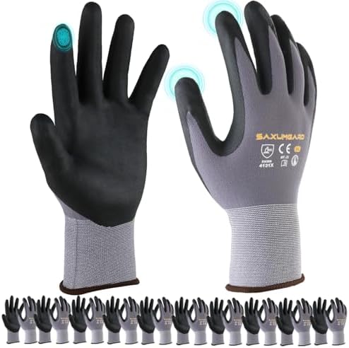 Microfoam Nitrile Coated Work Gloves Men, 5/10 Pairs