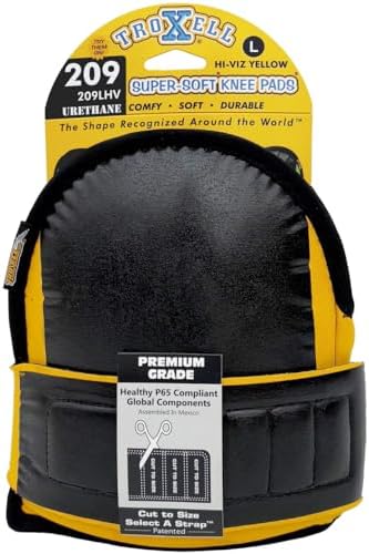 TROXELL USA Super-Soft Large Hi-Viz Yellow Knee Pads - Comfortable, Adjustable, Washable Kneepads
