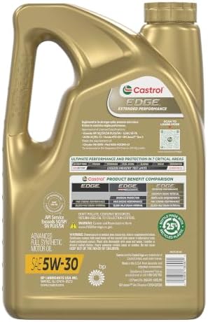 Castrol EDGE Extended Performance 5W-30 Advanced Full Syn Motor Oil, 5 Qt