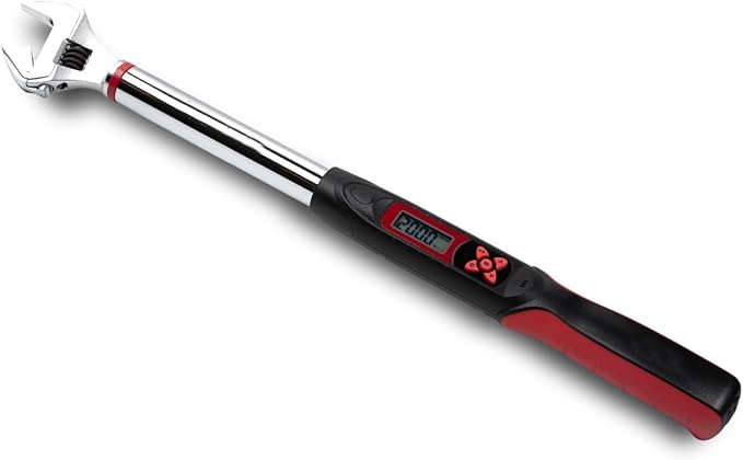 Tapha Tools Adjustable Digital Torque Wrench 7.4-147.5 ft-lbs (10-200 N-m) Torque Range, 5-30 mm Adjustable Jaw, LED and Buzzer Notification, Preset Memory, ISO 6789 Tested and Calibrated