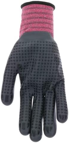 Mud Grip Women's Nylon Seamless Knit Shell Water Resistant Dotted Nitrile Palm Gardening Gloves