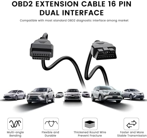 ANCEL 3.3 ft OBD2 Extension Cable, 16-Pin Male to Female Adapter