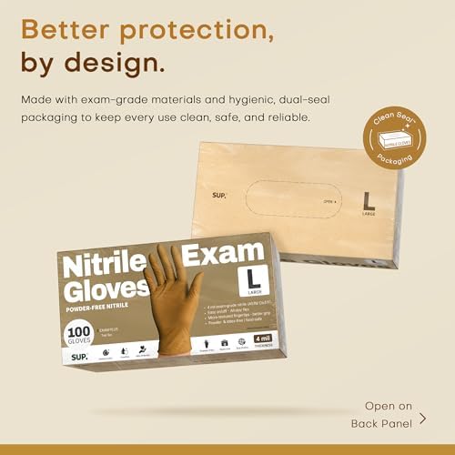 Supmedic SUP Exam Plus® Nitrile Gloves, Powder-Free Disposable, Trail Tan