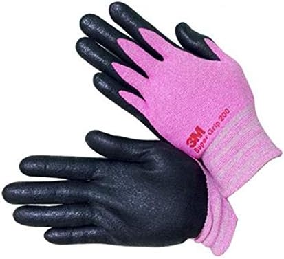 Lightweight Nitrile Work Gloves Supegrip200, 3D Comfort Stretch Fit, Durable Power Grip Foam Coated, Smart Touch, Thin Machine Washable, 5 Pairs Pack (Small, Pink)