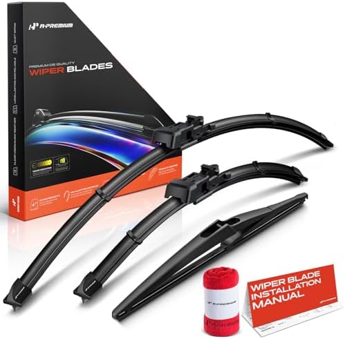 A-Premium 26"+15"+12" Windshield Wiper Blades with Wear Indicator & Towel