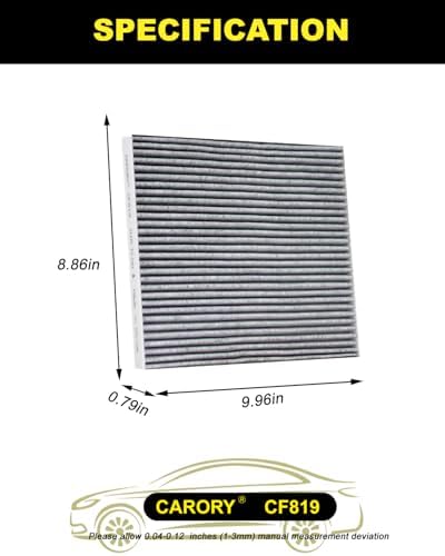 Cabin Air Filter w/Activated Carbon for Chevy Equinox 2010-2017, Captiva Sport 2012-2015, GMC Terrain 2010-2017, Hyundai Santa Fe 2013-2018, Santa Fe Sport 2013-2018, Kia Sedona 2011-2021, CF819
