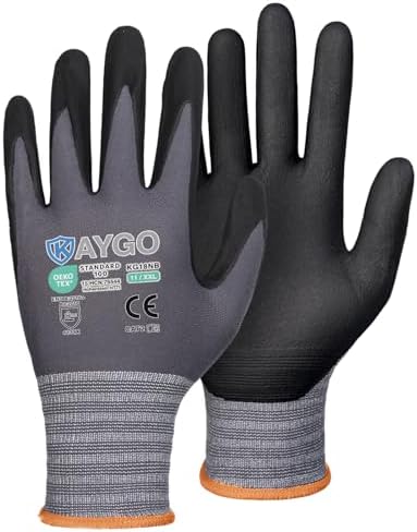 KAYGO Safety Work Gloves, MicroFoam Nitrile Coated, Men Women,KG18N