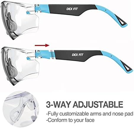 DEX FIT Safety Glasses SG210 Series - Anti-Fog & Scratch Resistant Z87.1 Certified, Adjustable Temples
