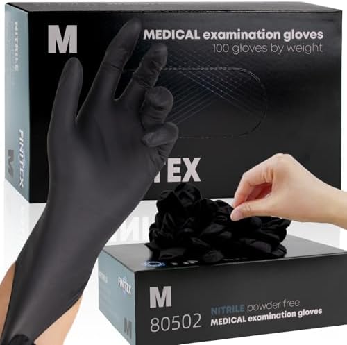 FINITEX Black Nitrile Disposable Gloves 5mil Medical Exam 100PCS,M