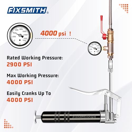 FIXSMITH Mini Grease Gun,Pistol Grip Grease Gun with 6.6 inch Rigid Pipe