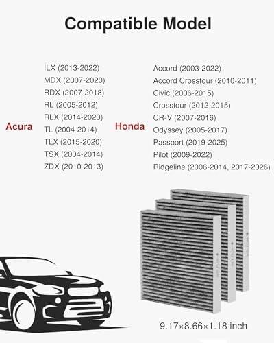 Puroma 3 Cabin Air Filter Activated Carbon for CP134 CF10134 Honda Acura