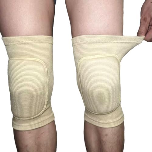 Anti slip sponge, soft and breathable men's, women's, girls', and children's Skin tone knee pads suitable for sports scenes such as volleyball, football, dance, yoga, wrestling, running, cycling, etc (skin tone, Large)