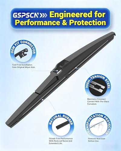 GSPSCN 12 Inch Rear Wiper Blade, OEM Quiet Streak-Free Rear Window Wiper