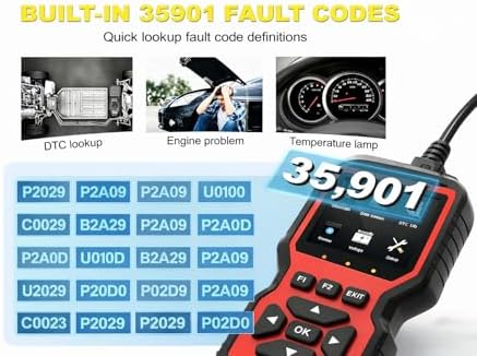 V519 OBD2 Scanner Diagnostic Tool, Car Code Reader with 35,901 Built-in DTC Lookup, Check Engine Light Reader, Live Data, I/M Readiness, Battery Voltage Test, for 1996+ Vehicles