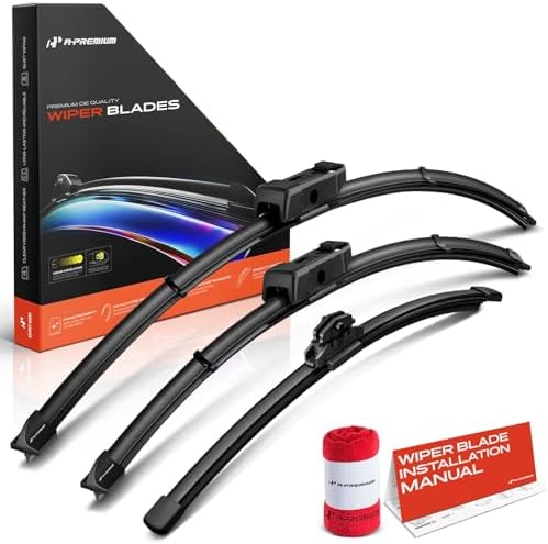 A-Premium 26"+20"+15" Windshield Wiper Blades with Wear Indicator & Towel
