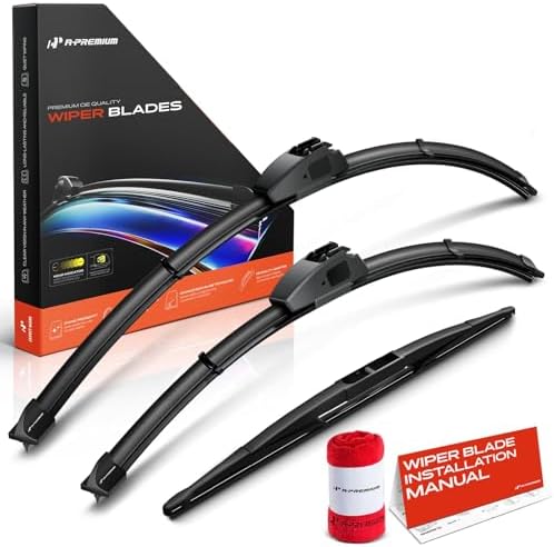A-Premium 26"+24"+16" Windshield Wiper Blades with Wear Indicator & Towel
