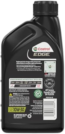 Castrol EDGE 10W-30 Advanced Full Synthetic Motor Oil, 1 Quart, Pack of 6