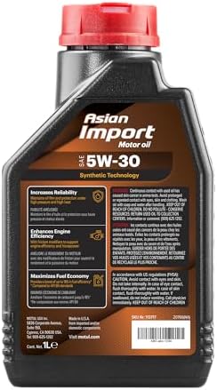 Motul Asian Import 5W30 Motor Oil | API SP, ILSAC GF-6A | Supports Fuel Efficiency and Long-Term Engine Protection | Compatible with Honda, Toyota, Nissan, Hyundai, Kia, Subaru | 1L