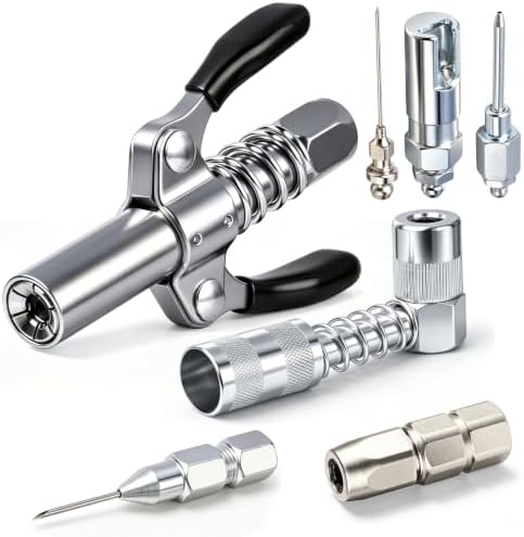 Grease Gun Accessory Set, 10,000 PSI High-Pressure Grease Gun Fitting Set, Includes a 90-Degree Grease Fitting and Needle-Type Nozzle, Suitable for Automotive, Tractor, and Industrial Lubrication