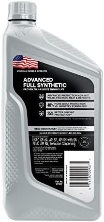 Valvoline Advanced Full Synthetic SAE 5W-20 Motor Oil 1 QT, Case of 6 (Pack of 2)