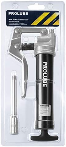PROLUBE Mini Pistol Grip Grease Gun | 3-Ounce Capacity | 3,500 PSI | 4-inch Steel Extension & Coupler | Powder Coated Finish | 1/8” NPT Threads (43252)