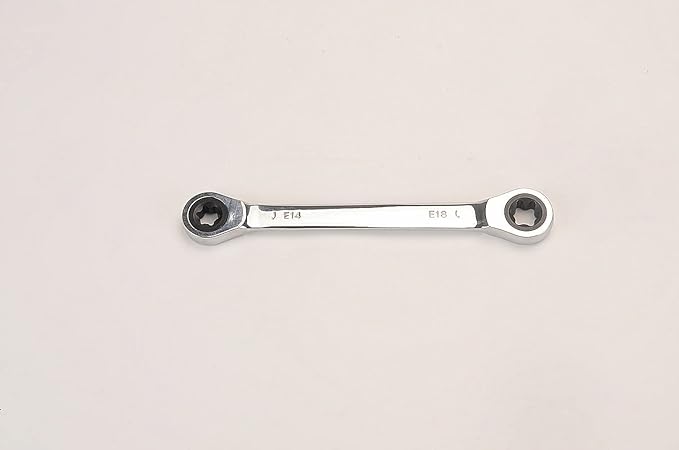 FLZOSPER E-Torx Double Box Ratcheting Wrench, E14x E18，Heavy Duty CR-V Box Ratchet Gear Spanner